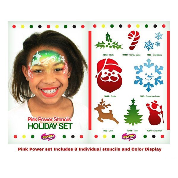 Sillyfarm Holiday Pink Power Stencil Set Face Paint Shop