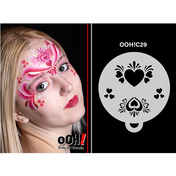 M02 Hearts & Stars Mirror Ooh! face Painting Stencil — www