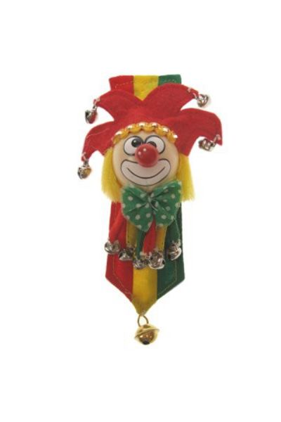 Broche Clown Op Banner rood/geel/groen