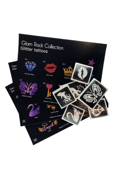 Glam Rock Stencil Glitter Tattoo Set