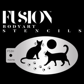  Black Cat & Paw Face Paint Stencil 