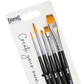 Grimas Face Paint Brush Set Round | Flat 5 pcs