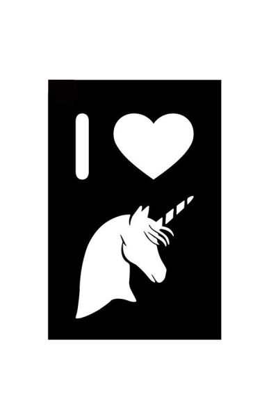 Glittertattoo Stencil I Love Unicorn  (5 pack)
