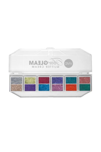 Prismatic Palette – 12 Shade Fine Gleam Glitter Cream- Vivid Glitter