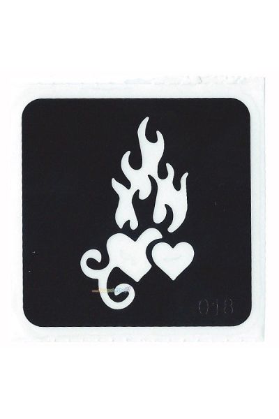 Glittertattoo Stencil Flaming Hearts (5 pack)