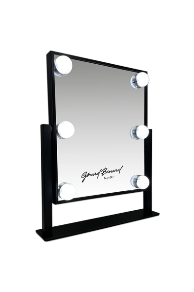 Metal Hollywood Mirror Black Small LED 6 bulbs