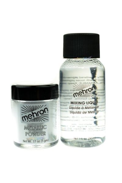 Mehron Metallic Powder Silver With Mixing Liquid