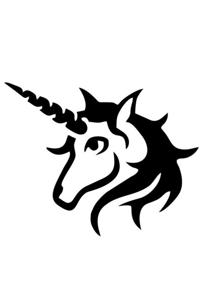 Glitter Tattoo Stencil Unicorn Head 