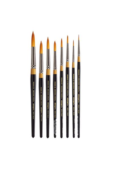 KINGART Original Gold 9000 Round Series Premium Golden Taklon Brushset