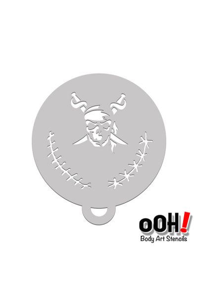 oOh Body Art Pirate Skull Flip Stencil C28