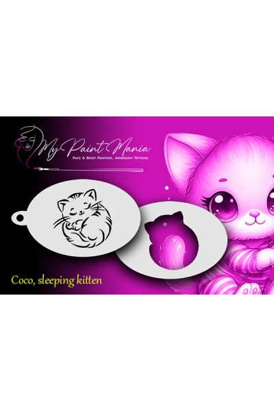 Facepainting Stencil Coco Sleeping Kitten