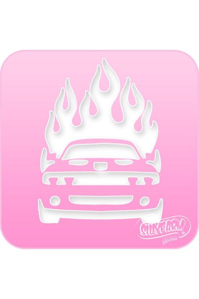 Facepaint Stencil Flaming Race Car