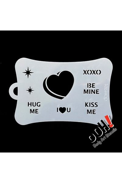 oOh Body Art Valentine Candy Heart Stencil T01