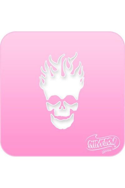 Facepaint Stencil Sillyfarm Flaming Skull
