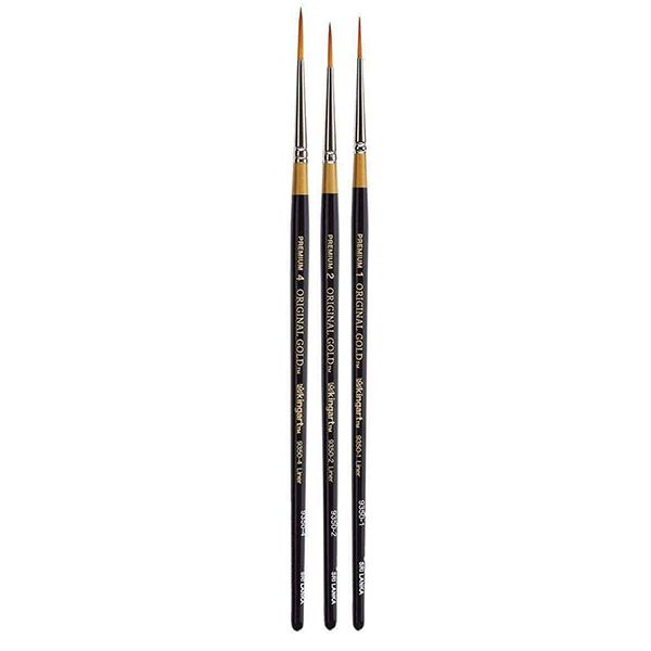 Kingart Original Gold 9350 Series, Golden Taklon Liner 3 Pcs