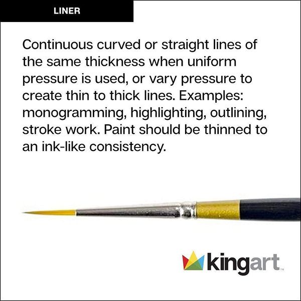 Kingart Original Gold 9350 Series, Golden Taklon Liner 3 Pcs