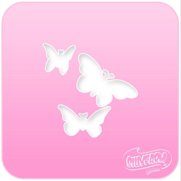 Silly Farm Stencil 3 Butterflies