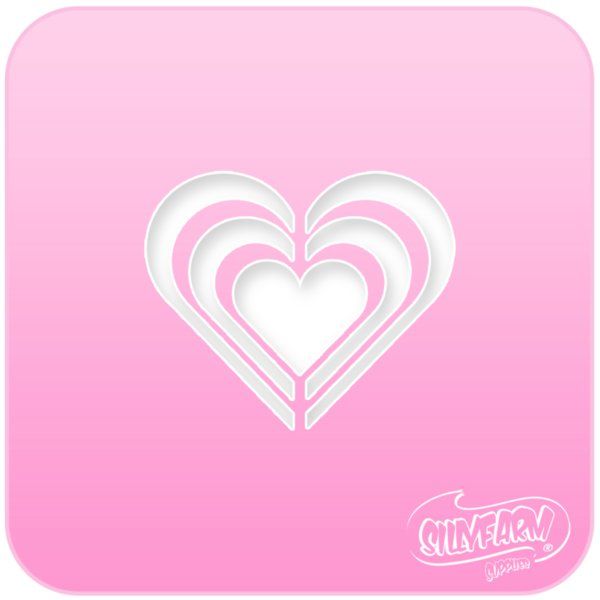 Silly Farm Stencil Triple Hearts