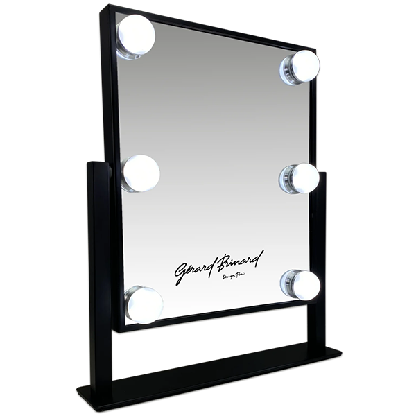 Metal Hollywood Mirror Black Small LED 6 bulbs