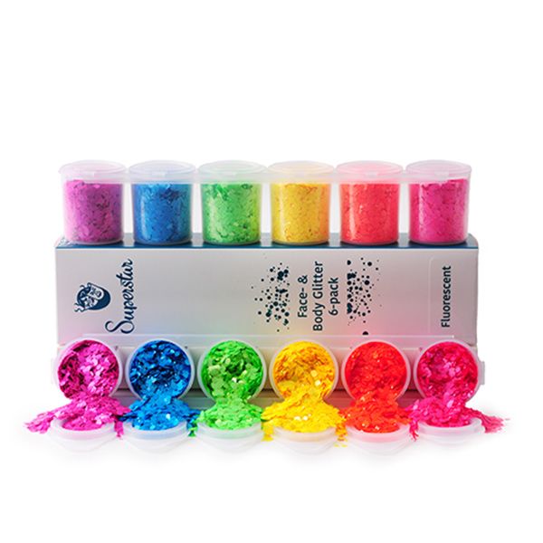 Superstar Fluorescent Chunky Glitter Mix 6-pack 