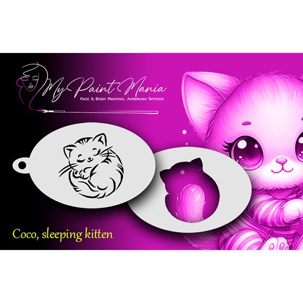 Facepainting Stencil Coco Sleeping Kitten