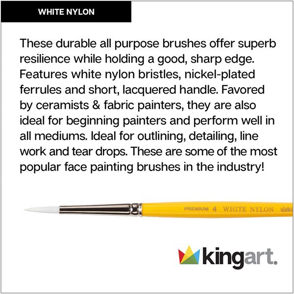 Kingart White Nylon Brushes Set Of 8