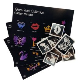 Glam Rock Stencil Glitter Tattoo Set