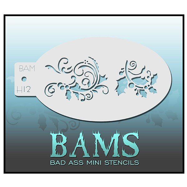 Bad Ass Bams FacePaint Stencil Holly Leaf