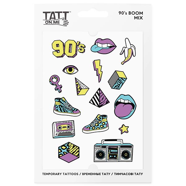Temporary Tattoo 90's Boom Mix Set