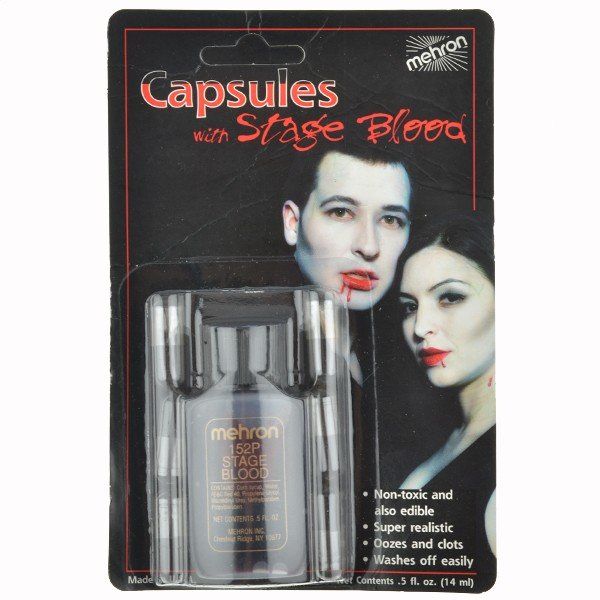 Mehron capsules with stage blood