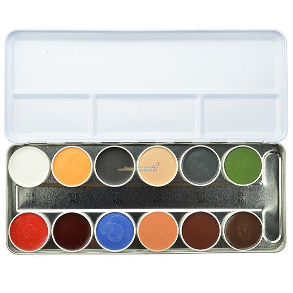 Kryolan Rubber Mask Grease Palette 12 Colors ( B Palette)