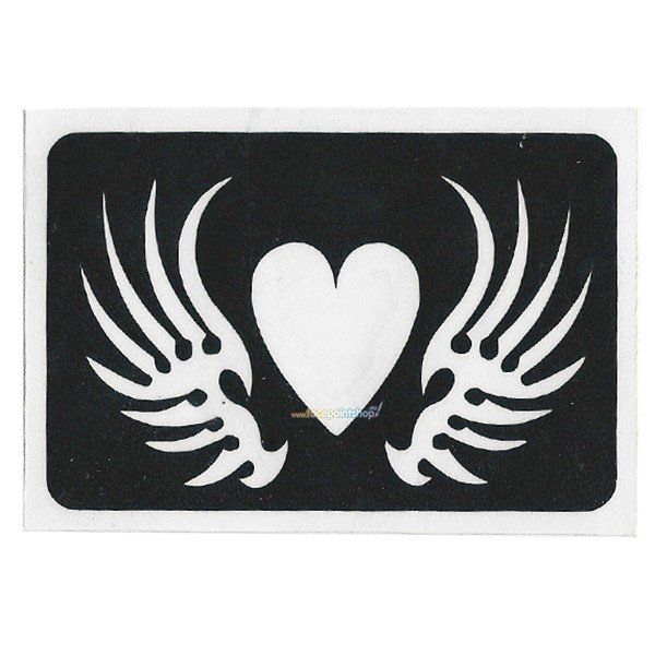 Glittertattoo Sjabloon Winged Heart (5 pack)