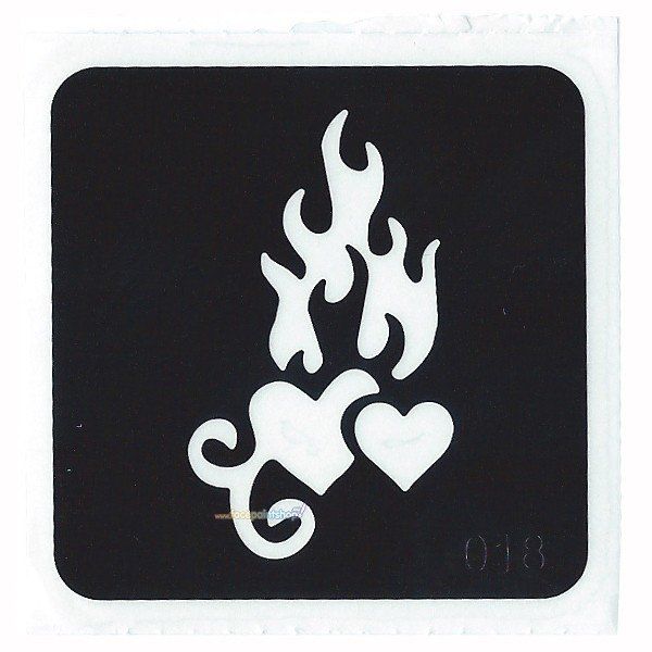 Glittertattoo Stencil Flaming Hearts (5 pack)