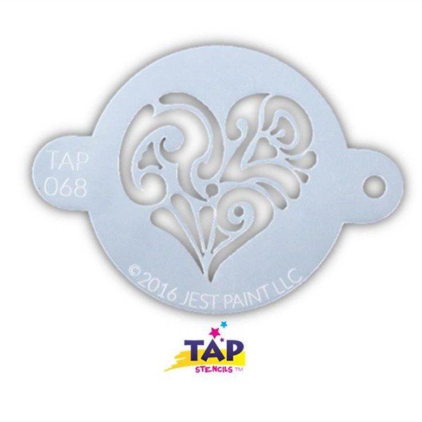 Tap Facepaint Stencil Ornate Heart