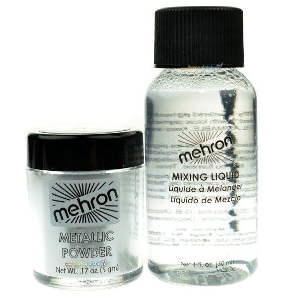 Mehron Metallic Powder Silver With Mixing Liquid