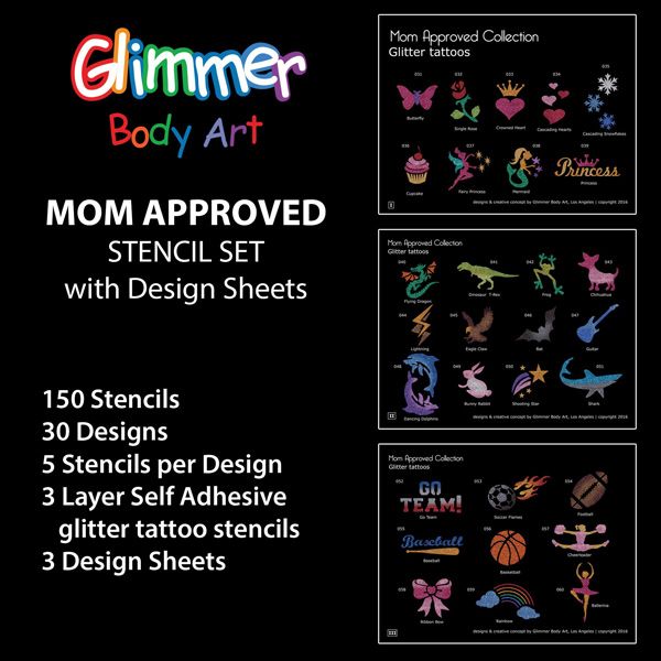 Mom Approved Glitter Tattoo Set