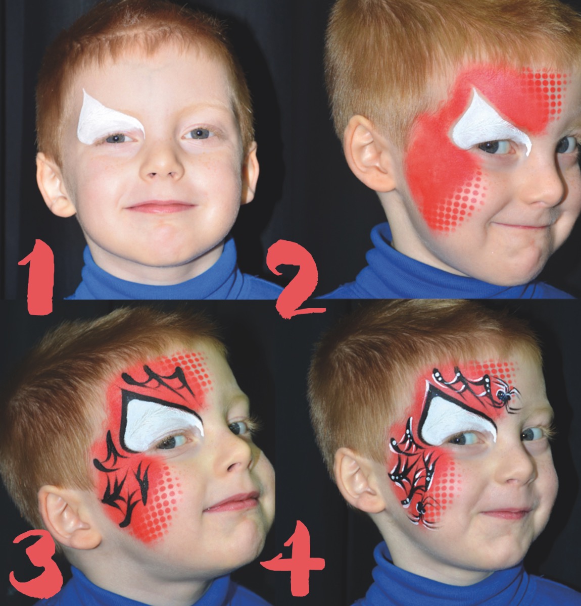 Spiksplinternieuw Step-by-step Spiderman - Face Paint Shop JV-33